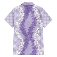 Hawaii Aloha Plumeria Lei Lavender Palaka Family Matching Short Sleeve Bodycon Dress and Hawaiian Shirt LT7 - Polynesian Pride