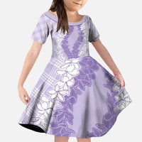 Hawaii Aloha Plumeria Lei Lavender Palaka Family Matching Tank Maxi Dress and Hawaiian Shirt LT7 Daughter's Dress Lavender - Polynesian Pride