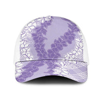 Hawaii Aloha Plumeria Lei Lavender Palaka Mesh Trucker Cap - Polynesian Pride
