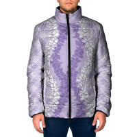 Hawaii Aloha Plumeria Lei Lavender Palaka Padded Jacket - Polynesian Pride