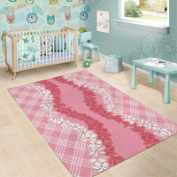 Hawaii Aloha Plumeria Lei Pink Palaka Area Rug - Polynesian Pride