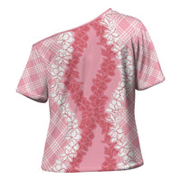 Hawaii Aloha Plumeria Lei Pink Palaka Cross Shoulder Shirt - Polynesian Pride