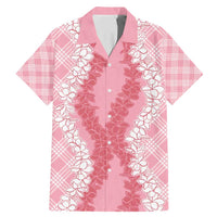 Hawaii Aloha Plumeria Lei Pink Palaka Family Matching Mermaid Dress and Hawaiian Shirt LT7 Dad's Shirt - Short Sleeve Pink - Polynesian Pride