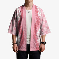 Hawaii Aloha Plumeria Lei Pink Palaka Kimono - Polynesian Pride