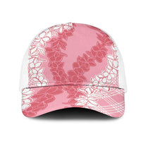 Hawaii Aloha Plumeria Lei Pink Palaka Mesh Trucker Cap - Polynesian Pride