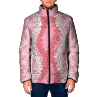 Hawaii Aloha Plumeria Lei Pink Palaka Padded Jacket - Polynesian Pride