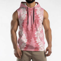 Hawaii Aloha Plumeria Lei Pink Palaka Sleeveless Hoodie - Polynesian Pride