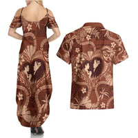 Hawaii Plumeria Couples Matching Summer Maxi Dress and Hawaiian Shirt Hau'oli la Makuahine Sunburned LT7 - Polynesian Pride