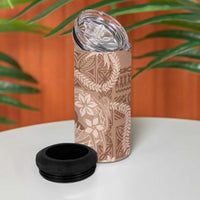 Hawaii Plumeria 4 in 1 Can Cooler Tumbler Hau'oli la Makuahine Beige