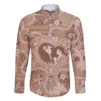 Hawaii Plumeria Family Matching Long Sleeve Bodycon Dress and Hawaiian Shirt Hau'oli la Makuahine Beige LT7 Dad's Shirt - Long Sleeve Beige - Polynesian Pride