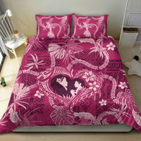 Hawaii Plumeria Bedding Set Hau'oli la Makuahine Rosy LT7 - Polynesian Pride