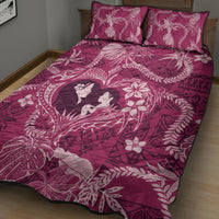 Hawaii Plumeria Quilt Bed Set Hau'oli la Makuahine Rosy LT7 - Polynesian Pride