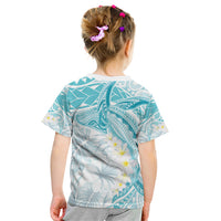 Polynesia Humpback Whale Kid T Shirt Tropical Plumeria Turquoise