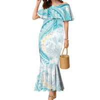 Polynesia Humpback Whale Mermaid Dress Tropical Plumeria Turquoise LT7 Women Turquoise - Polynesian Pride