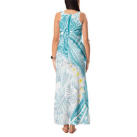 Polynesia Humpback Whale Tank Maxi Dress Tropical Plumeria Turquoise LT7 - Polynesian Pride