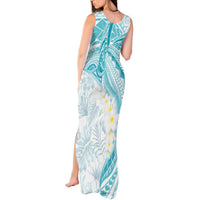 Polynesia Humpback Whale Tank Maxi Dress Tropical Plumeria Turquoise LT7 - Polynesian Pride