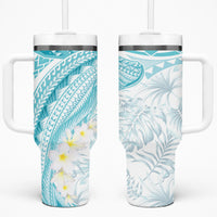Polynesia Humpback Whale Tumbler With Handle Tropical Plumeria Turquoise LT7 One Size: 40 oz Turquoise - Polynesian Pride