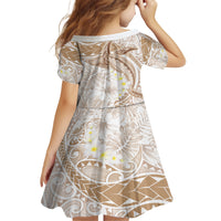 Polynesia Humpback Whale Family Matching Long Sleeve Bodycon Dress and Hawaiian Shirt Tropical Plumeria Beige
