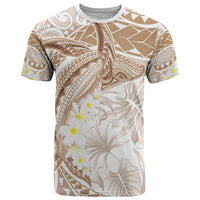 Polynesia Humpback Whale T Shirt Tropical Plumeria Beige