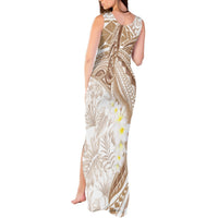 Polynesia Humpback Whale Tank Maxi Dress Tropical Plumeria Beige LT7 - Polynesian Pride