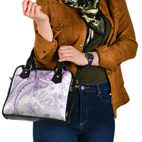 Polynesia Humpback Whale Shoulder Handbag Tropical Plumeria Lavender