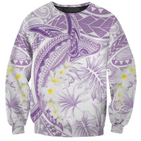 Polynesia Humpback Whale Sweatshirt Tropical Plumeria Lavender