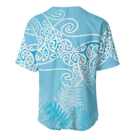 Aotearoa Maori Koru Curves Baseball Jersey Silver Ferns - Turquoise