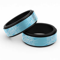 Aotearoa Maori Koru Curves Spinner Ring Silver Ferns - Turquoise