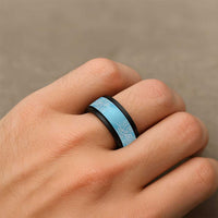 Aotearoa Maori Koru Curves Spinner Ring Silver Ferns - Turquoise