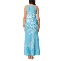 Aotearoa Maori Koru Curves Tank Maxi Dress Silver Ferns - Turquoise