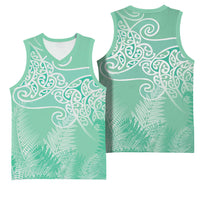 Aotearoa Maori Koru Curves Basketball Jersey Silver Ferns - Mint