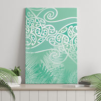 Aotearoa Maori Koru Curves Canvas Wall Art Silver Ferns - Mint