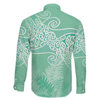 Aotearoa Maori Koru Curves Family Matching Mermaid Dress and Hawaiian Shirt Silver Ferns - Mint LT7 - Polynesian Pride