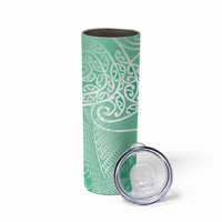 Aotearoa Maori Koru Curves Skinny Tumbler Silver Ferns - Mint