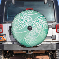 Aotearoa Maori Koru Curves Spare Tire Cover Silver Ferns - Mint