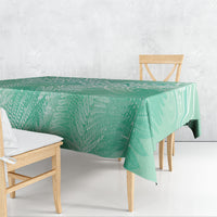 Aotearoa Maori Koru Curves Tablecloth Silver Ferns - Mint