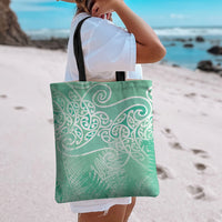 Aotearoa Maori Koru Curves Tote Bag Silver Ferns - Mint