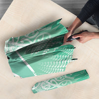 Aotearoa Maori Koru Curves Umbrella Silver Ferns - Mint