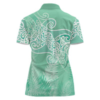 Aotearoa Maori Koru Curves Women Polo Shirt Silver Ferns - Mint