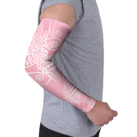 Aotearoa Maori Koru Curves Arm Sleeves Silver Ferns - Rose Pink
