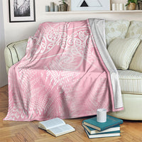 Aotearoa Maori Koru Curves Blanket Silver Ferns - Rose Pink
