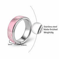 Aotearoa Maori Koru Curves Classic Ring Silver Ferns - Rose Pink