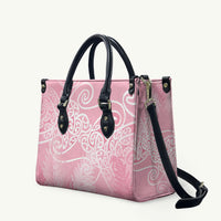 Aotearoa Maori Koru Curves Leather Bag Silver Ferns - Rose Pink