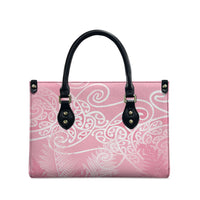 Aotearoa Maori Koru Curves Leather Bag Silver Ferns - Rose Pink