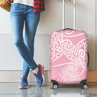 Aotearoa Maori Koru Curves Luggage Cover Silver Ferns - Rose Pink