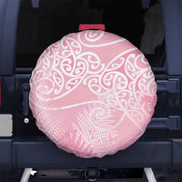 Aotearoa Maori Koru Curves Spare Tire Cover Silver Ferns - Rose Pink