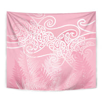 Aotearoa Maori Koru Curves Tapestry Silver Ferns - Rose Pink
