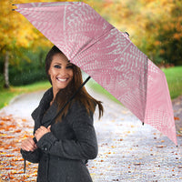 Aotearoa Maori Koru Curves Umbrella Silver Ferns - Rose Pink