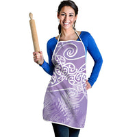 Aotearoa Maori Koru Curves Apron Silver Ferns - Amethyst