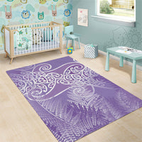 Aotearoa Maori Koru Curves Area Rug Silver Ferns - Amethyst